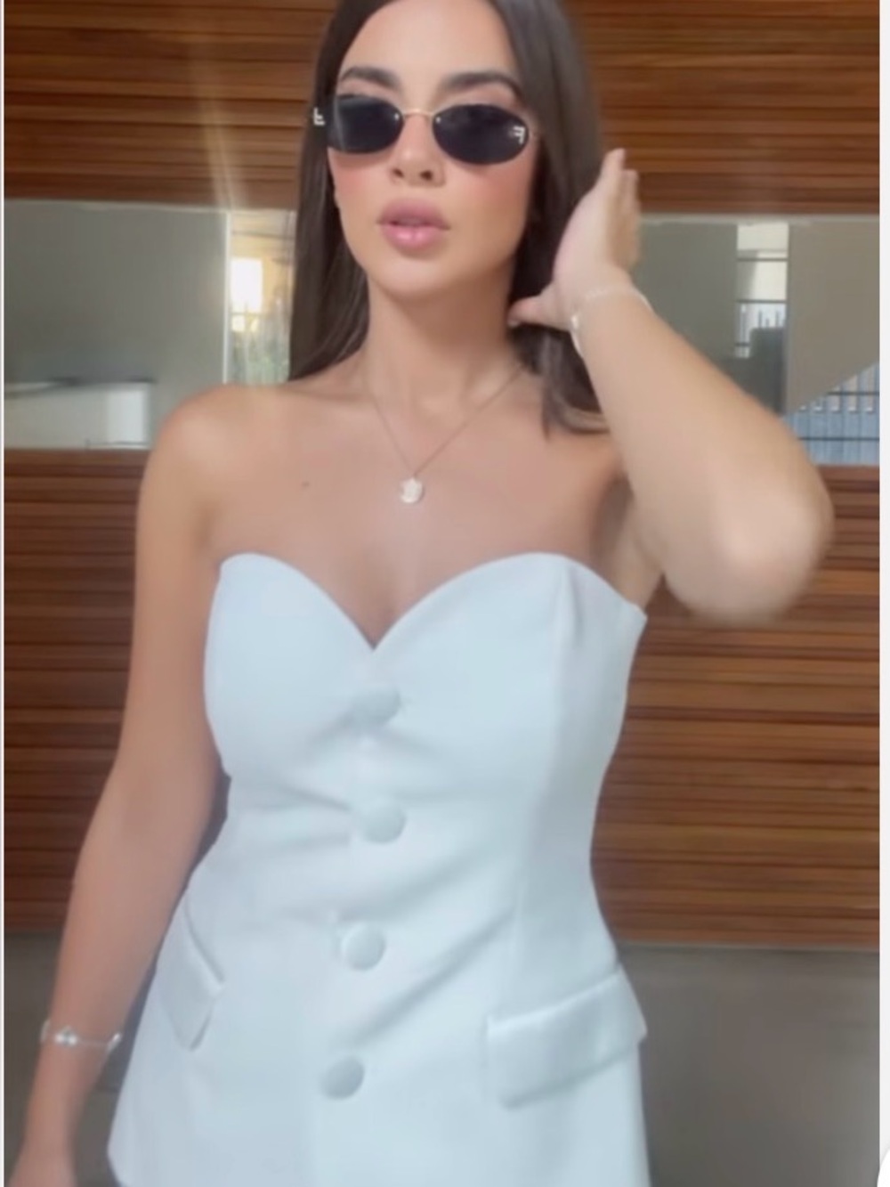 Zara Satin Effect Oyster White Bustier top